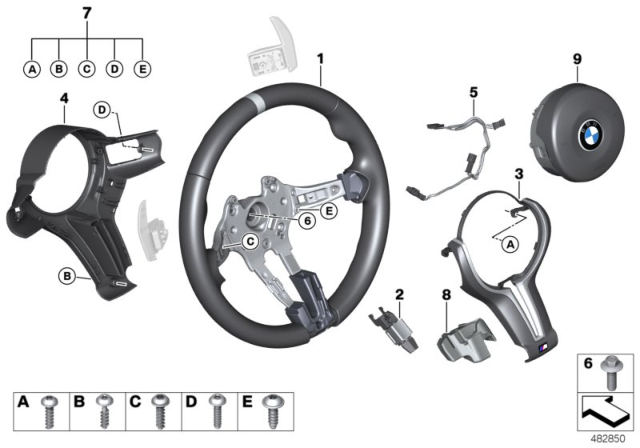 2019 BMW M4 M Sports Steering Wheel, Airbag Diagram 2
