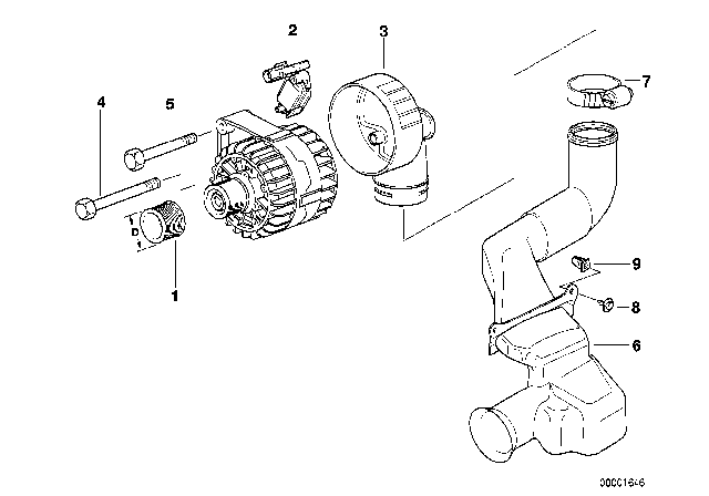 1999 BMW 528i Pulley Alternator Diagram for 12311432989