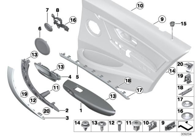 2018 BMW 330i xDrive Mounting Parts, Door Trim Panel Diagram 2