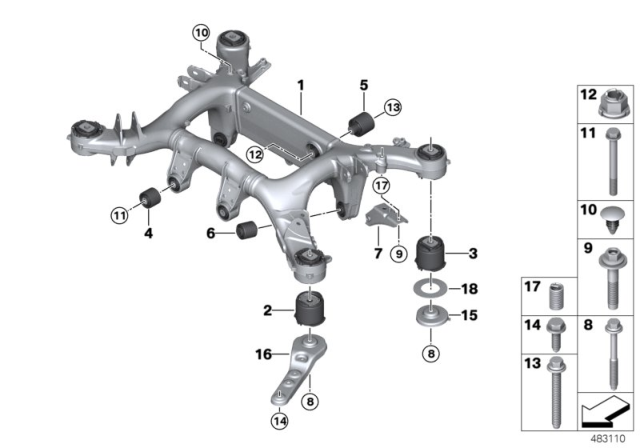 2019 BMW X5 Rear Axle Carrier Diagram