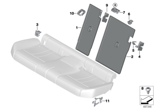 2018 BMW 640i xDrive Gran Turismo Seat, Rear, Seat Trims Diagram