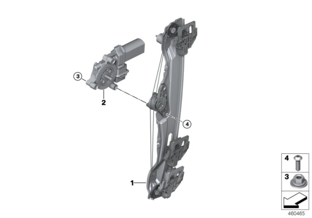2020 BMW X2 Door Window Lifting Mechanism Diagram 2
