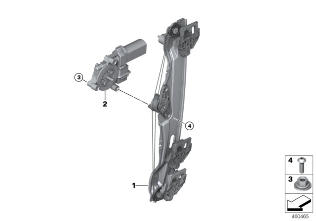 2020 BMW X1 Rear Left Window Regulator Diagram for 51357490199