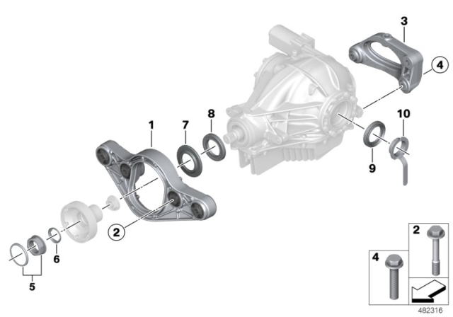 2018 BMW M3 Rear Axle Differential, Adapter / Gaskets Diagram