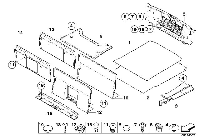 2008 BMW 650i Trunk Trim Panel Diagram