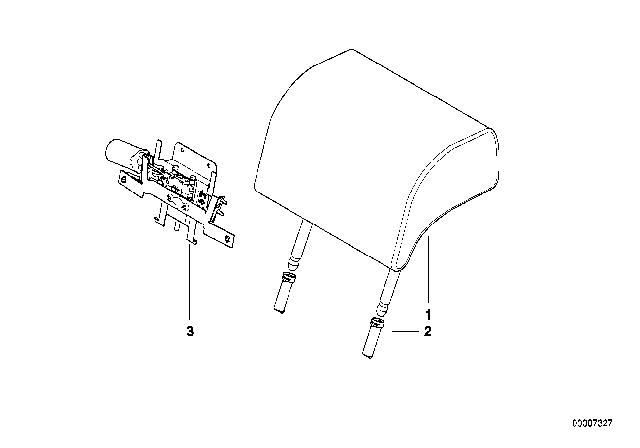 2001 BMW 740iL Rear Seat Head Restraint Diagram