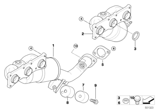 2007 BMW X3 Exhaust Manifold With Catalyst Diagram