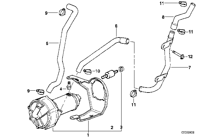 1994 BMW 530i Air Hose Diagram for 11721741058