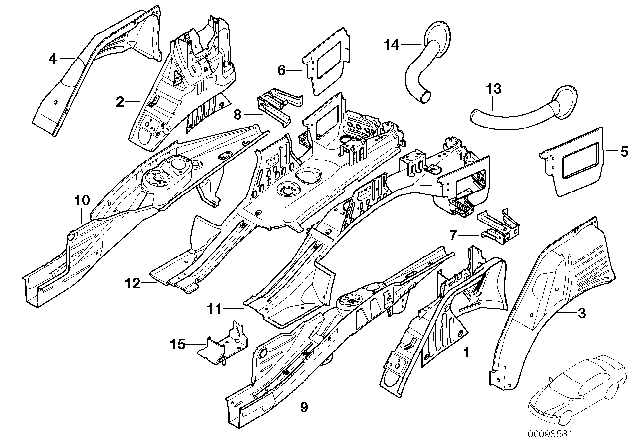 2001 BMW X5 Rear Wheelhouse / Floor Parts Diagram