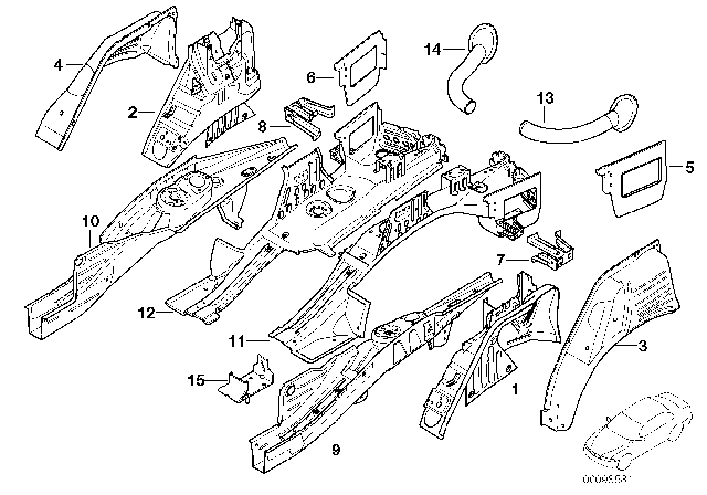 2004 BMW X5 Rear Wheelhouse / Floor Parts Diagram