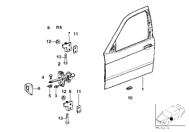 1997 BMW 318ti Front Door - Hinge / Door Brake Diagram