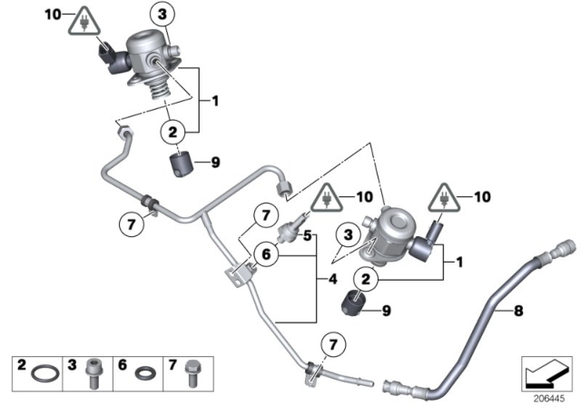 2011 BMW 760Li High-Pressure Pump / Tubing Diagram