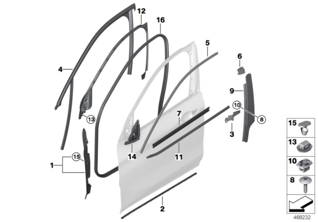 2018 BMW X1 Seal, Outer Left Mirror Triangle Diagram for 51337349649