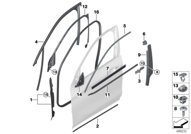 2018 BMW X1 Trims And Seals, Door Diagram 1