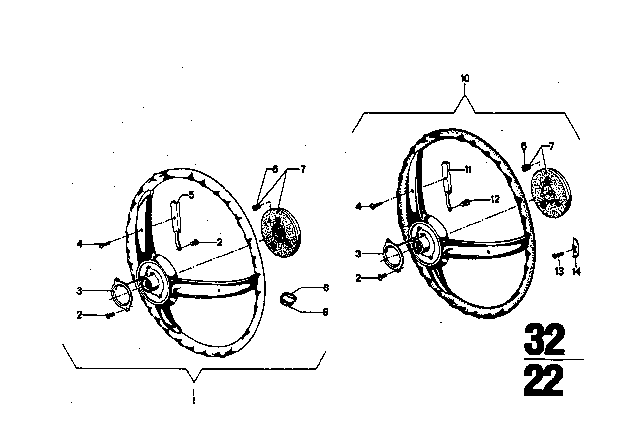 1971 BMW 3.0CS Steering Wheel Diagram 1