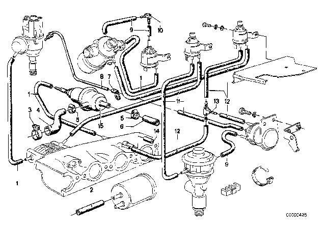 1975 BMW 530i Hose Diagram for 16121177108