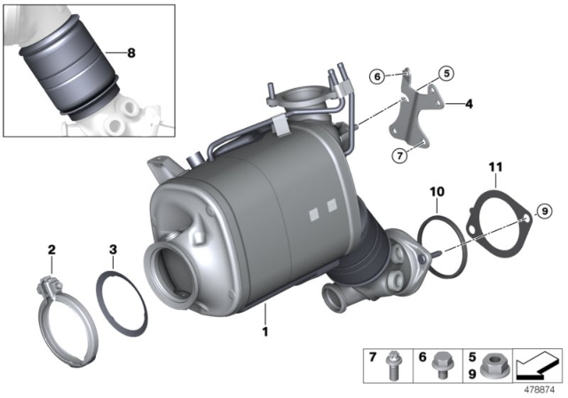 2018 BMW 540d xDrive Catalytic Converter Diagram for 18328580684