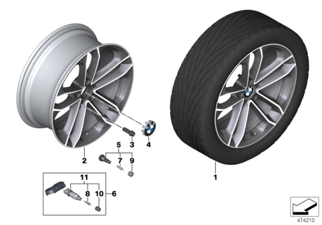 2016 BMW 328i GT xDrive BMW LA Wheel, Double Spoke Diagram 1