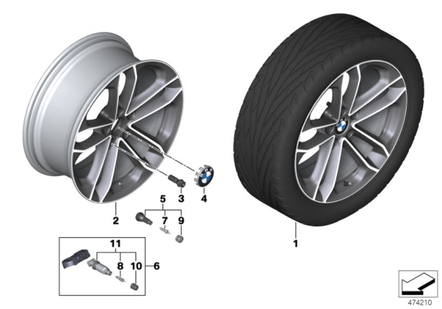 2014 BMW 335i GT xDrive BMW LA Wheel, Double Spoke Diagram 1