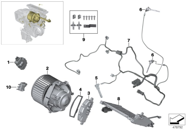 2019 BMW X1 Electrical Parts, Heating & A/C Unit Diagram