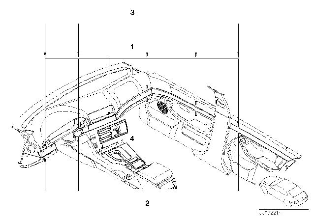2000 BMW 540i Retrofit, Fine Wood Trim Diagram 1