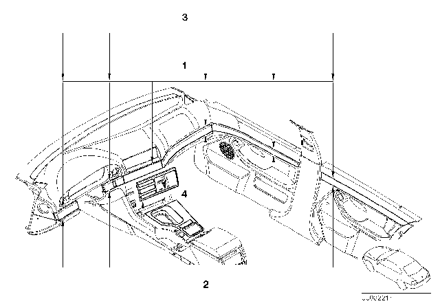 2003 BMW 525i Retrofit, Fine Wood Trim Diagram 1