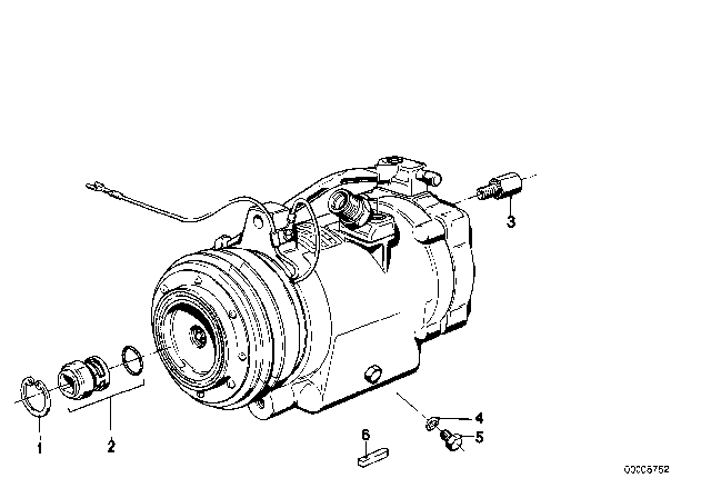1981 BMW 320i Air Conditioning Compressor Mounting Parts Diagram 1