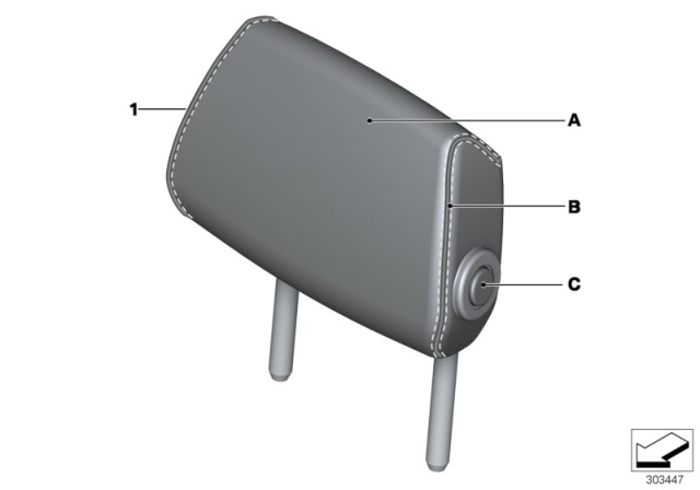 2014 BMW 328i xDrive Folding Headrest,Leather, Middle Rear Diagram for 52207985084