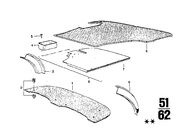 1969 BMW 2800CS Interior Trims And Panels Diagram 1