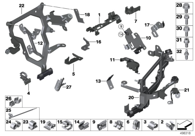 2018 BMW 650i Cable Harness Fixings Diagram