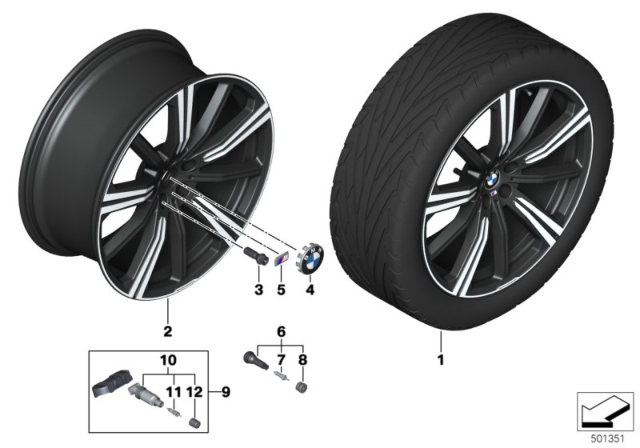 2019 BMW X5 BMW Light-Alloy Wheel M Star Spokes Diagram 2