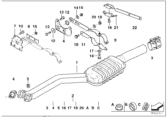 1999 BMW Z3 Catalytic Converter / Front Silencer Diagram 2