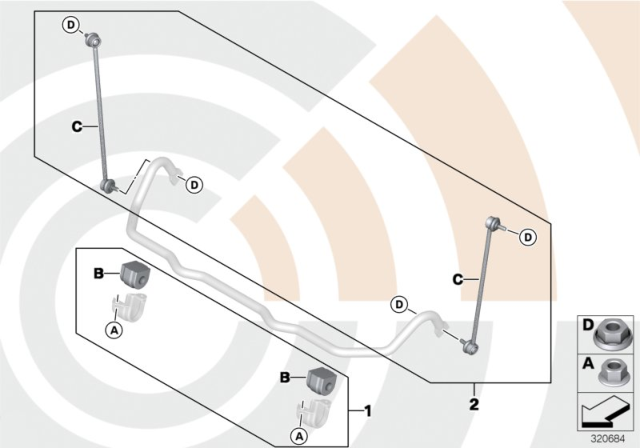 2009 BMW 528i xDrive Repair Kits, Anti-Roll Bar, Front Diagram