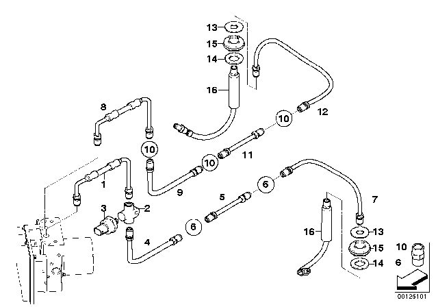 2004 BMW 645Ci Brake Pipe, Rear Diagram 2