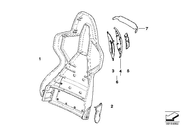 2008 BMW Z4 M Front Seat Backrest Frame / Rear Panel Diagram