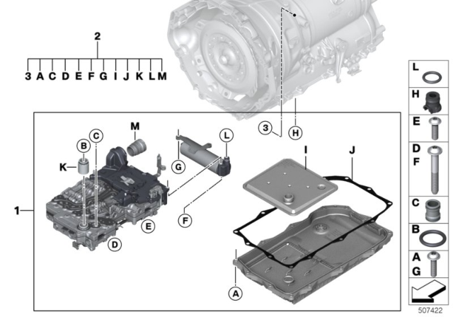 2019 BMW M5 SEALING KIT MECHATRONICS Diagram for 24348099569