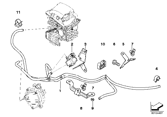 2004 BMW 760i Vacuum Line, Auxiliary Air Valve Diagram 2