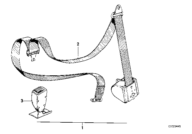 1987 BMW 635CSi Safety Belt Rear Diagram 1