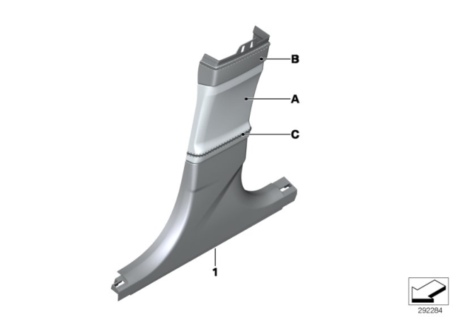 2013 BMW 650i xDrive Gran Coupe Trim, B-Pillar, Leather, Bottom Left Diagram for 51437980697