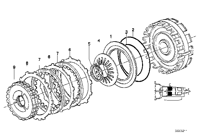 1989 BMW 325i Brake Clutch (ZF 4HP22/24) Diagram 1