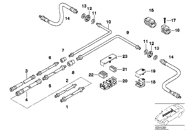 1998 BMW 740iL Rear Brake Pipe DSC Diagram