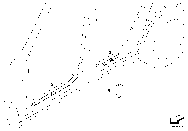 2008 BMW X5 Illuminated Door Sill Strip Diagram