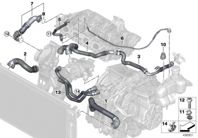 2020 BMW X1 Transmission Oil Heat Exchanger Hose Diagram for 17128658491