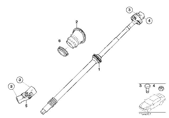 2003 BMW Alpina V8 Roadster Steering Column - Lower Joint Assy Diagram