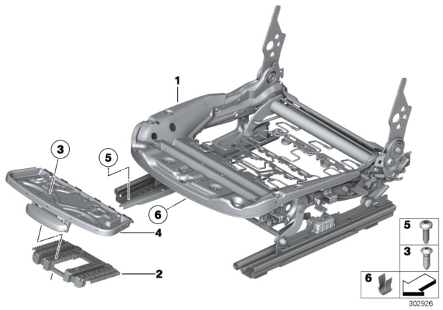 2015 BMW X3 Seat, Front, Seat Frame Diagram 1