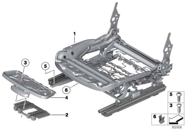 2016 BMW X3 Seat, Front, Seat Frame Diagram 1