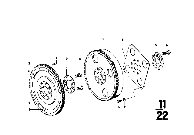 1970 BMW 1602 Crankshaft / Flywheel Diagram