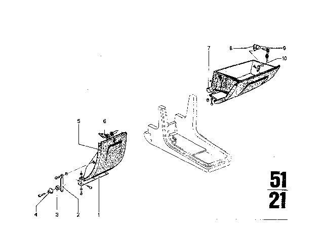 1973 BMW 3.0S Glove Box Diagram 1