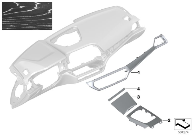 2020 BMW M340i Individual Wood Fineline Silver Effect Diagram
