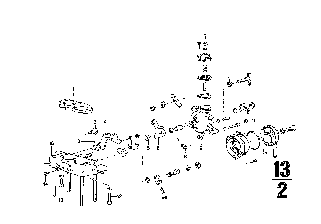 1969 BMW 2800CS Carburetor - Throttle Diagram 1